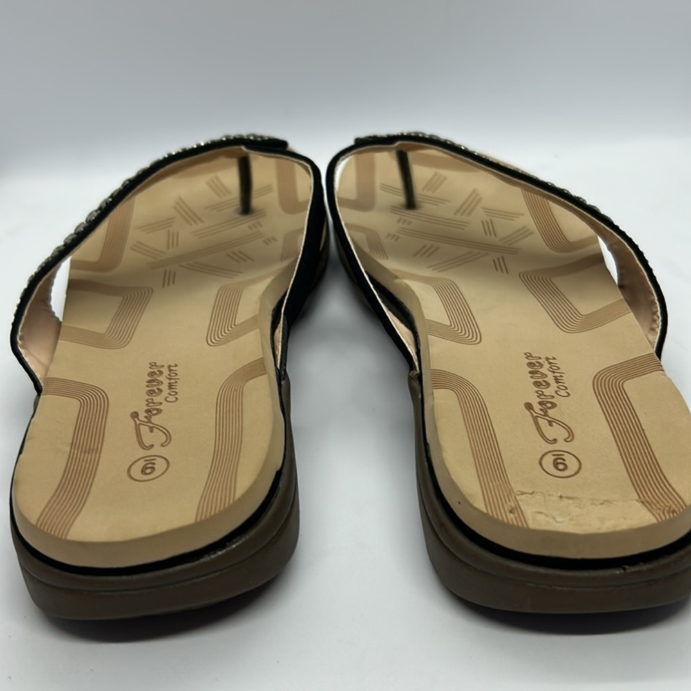 Women's Black beaded Sandals Forever Comfort Size 9 - Picture 3 of 8